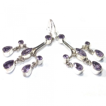 Top design best selling pure silver purple Amethyst gemstone earrings